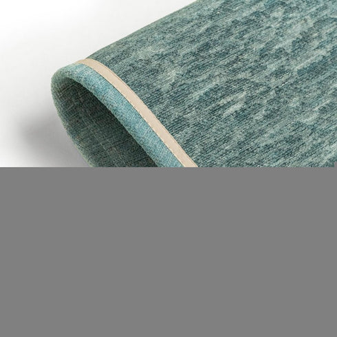 6' X 8' Blue And White Abstract Washable Area Rug With UV Protection