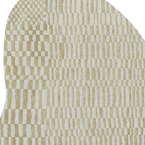 6' X 8' Tan And White Abstract Washable Area Rug With UV Protection