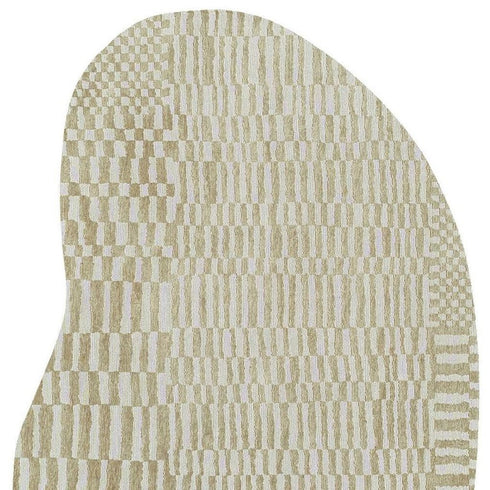 6' X 8' Tan And White Abstract Washable Area Rug With UV Protection