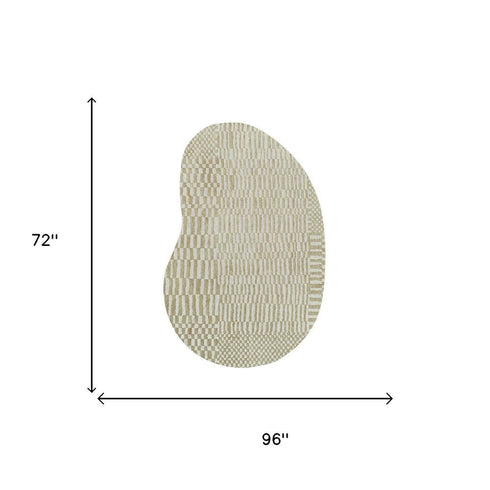 6' X 8' Tan And White Abstract Washable Area Rug With UV Protection
