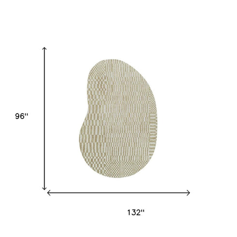 8' X 11' Tan And White Abstract Washable Area Rug With UV Protection