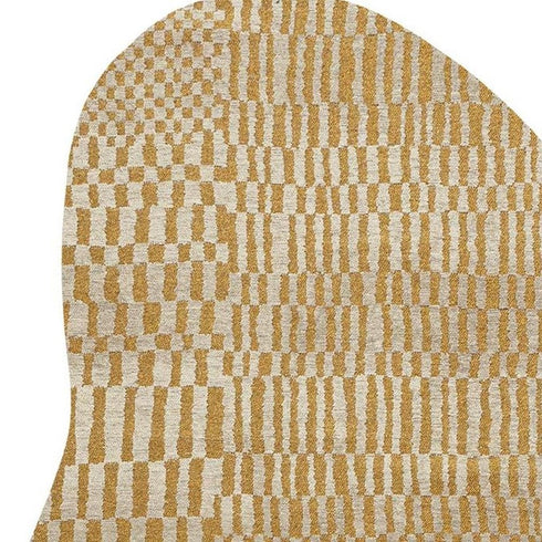 6' X 8' Tan And White Abstract Washable Area Rug With UV Protection