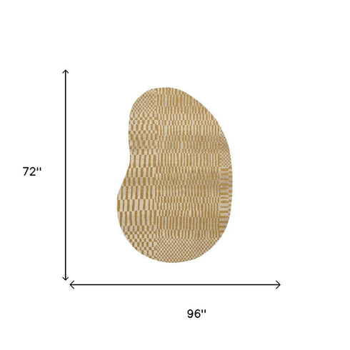 6' X 8' Tan And White Abstract Washable Area Rug With UV Protection