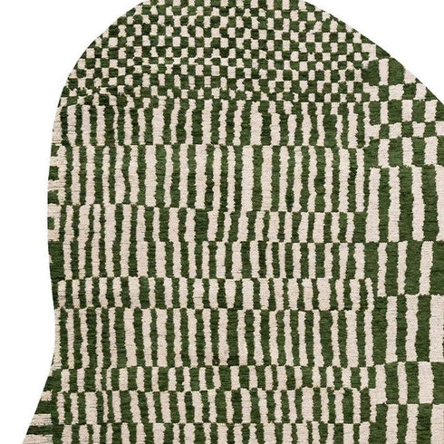 6' X 8' Green And White Abstract Washable Area Rug With UV Protection