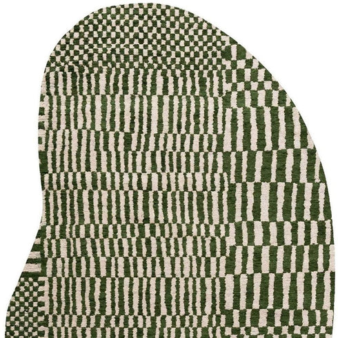 6' X 8' Green And White Abstract Washable Area Rug With UV Protection