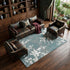 8' X 11' Blue And White Oriental Washable Area Rug With UV Protection