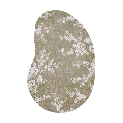 6' X 8' Green And White Oriental Washable Area Rug With UV Protection