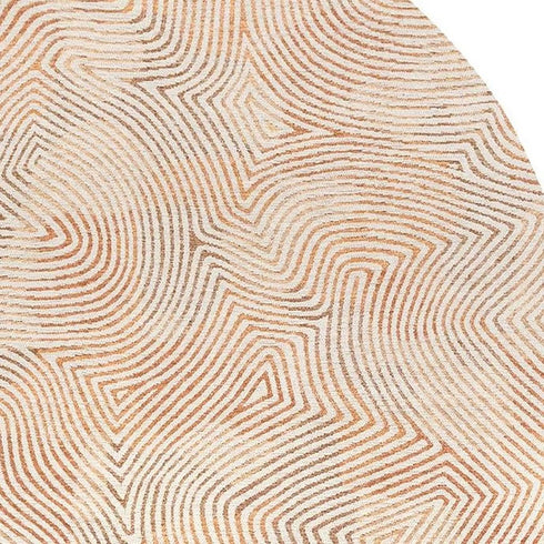 6' X 8' Tan And White Abstract Washable Area Rug With UV Protection