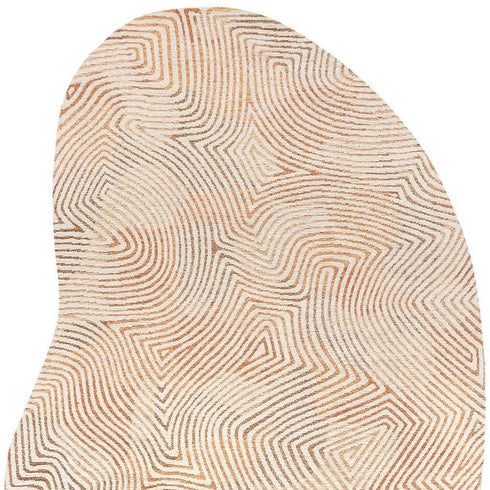 8' X 11' Tan And White Abstract Washable Area Rug With UV Protection