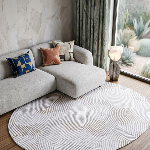8' X 11' Gray And White Abstract Washable Area Rug With UV Protection