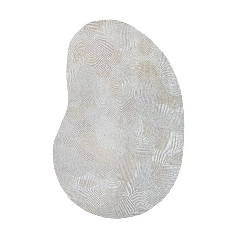 6' X 8' Tan And White Abstract Washable Area Rug With UV Protection