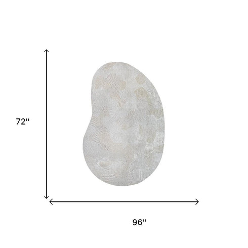 6' X 8' Tan And White Abstract Washable Area Rug With UV Protection
