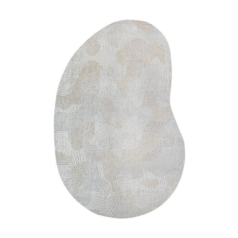 8' X 11' Tan And White Abstract Washable Area Rug With UV Protection