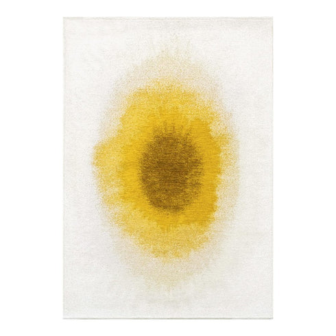 6' X 8' Gold And White Abstract Washable Area Rug With UV Protection