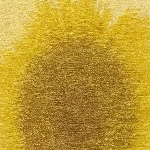 8' Gold And White Abstract Washable Round Rug With UV Protection