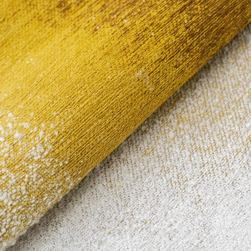 8' Gold And White Abstract Washable Round Rug With UV Protection