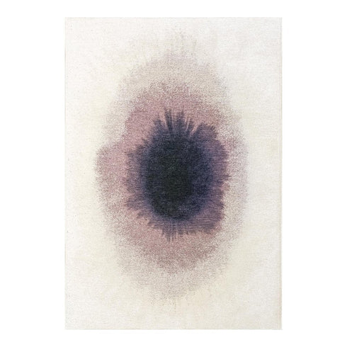 7' X 9' Purple And White Abstract Washable Area Rug With UV Protection