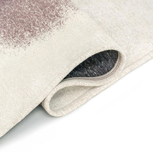 7' X 9' Purple And White Abstract Washable Area Rug With UV Protection
