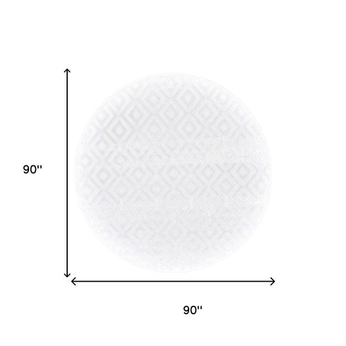 7' Pink And White Round Rug