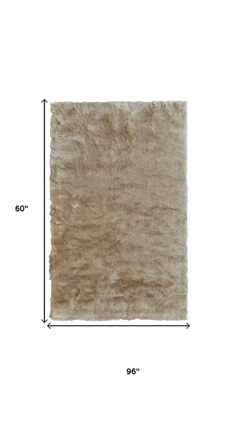 9' X 12' Tan Shag Hand Tufted Area Rug