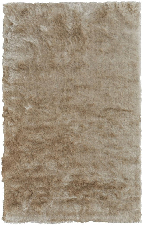 9' X 12' Tan Shag Hand Tufted Area Rug