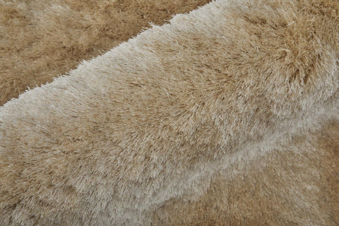 9' X 12' Tan Shag Hand Tufted Area Rug