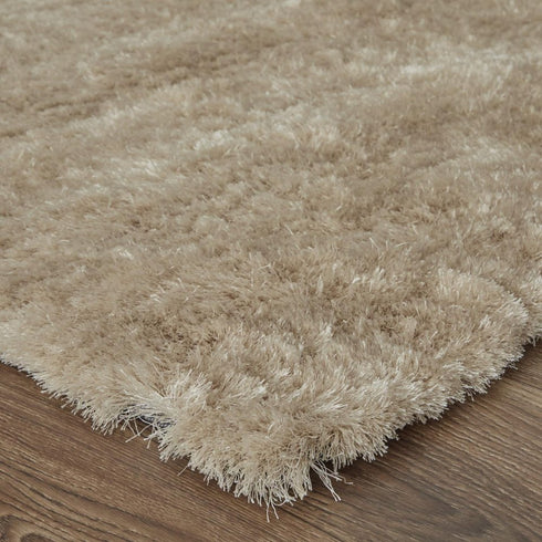 9' X 12' Tan Shag Hand Tufted Area Rug