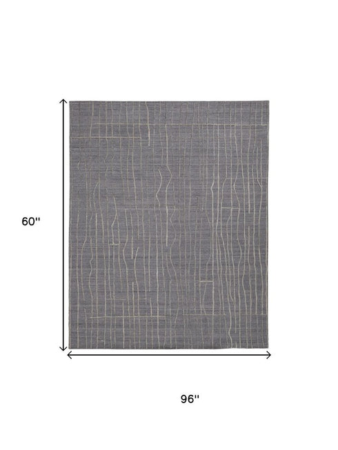 5' X 8' Gray And Silver Hand Woven Area Rug