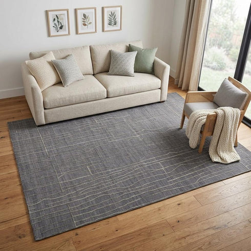 5' X 8' Gray And Silver Hand Woven Area Rug