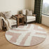 7' Pink And White Round Rug
