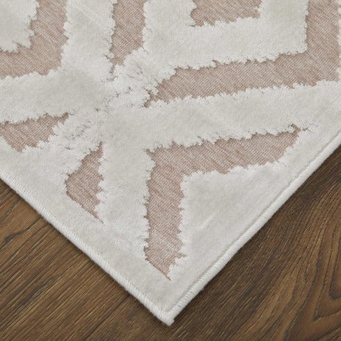 7' Pink And White Round Rug