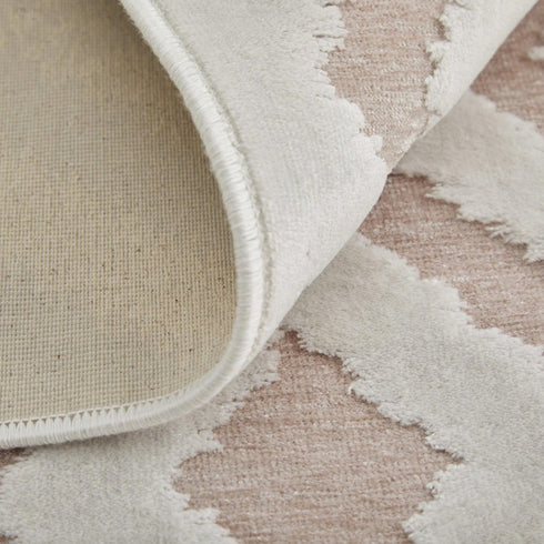7' Pink And White Round Rug