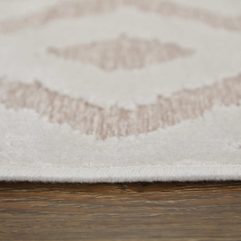 7' Pink And White Round Rug