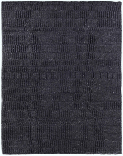 8' X 10' Black Wool Hand Knotted Area Rug