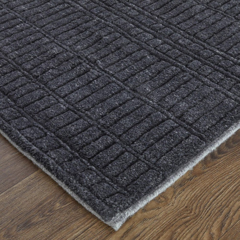 8' X 10' Black Wool Hand Knotted Area Rug