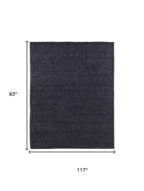8' X 10' Black Wool Hand Knotted Area Rug