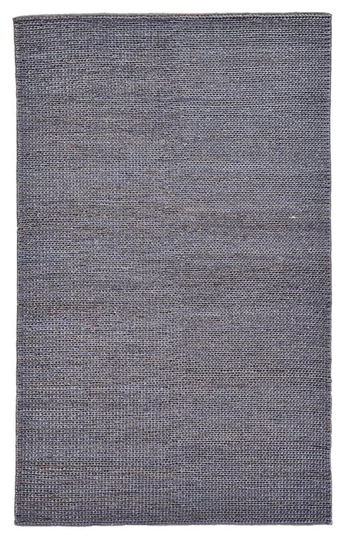 5' X 8' Blue And Gray Jute Hand Woven Area Rug