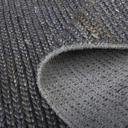 5' X 8' Blue And Gray Jute Hand Woven Area Rug