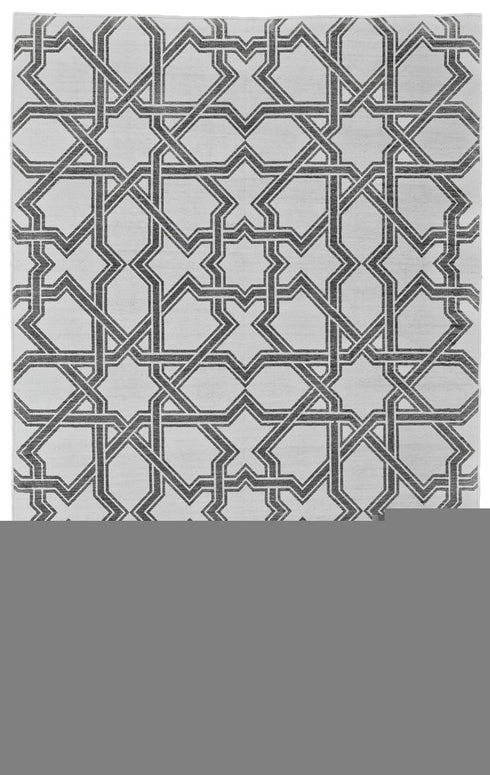 8' X 10' Gray And White Geometric Hand Woven Area Rug