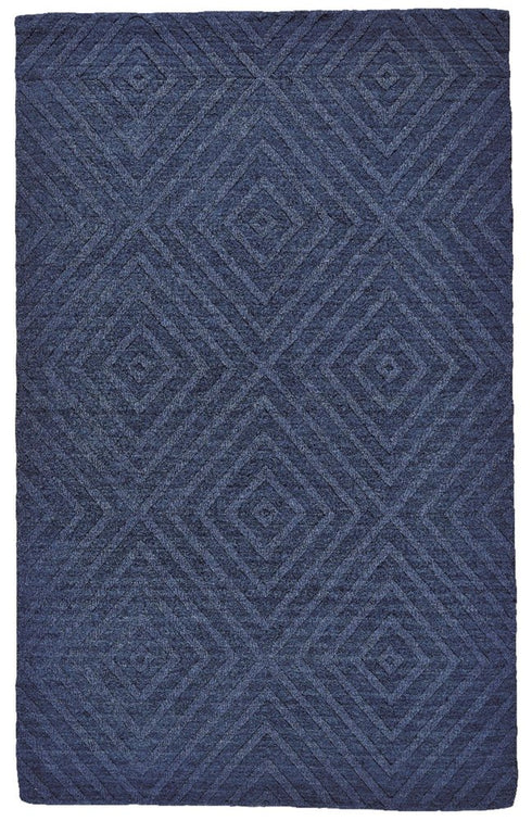 5' X 8' Blue And Gray Geometric Hand Tufted Area Rug