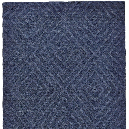5' X 8' Blue And Gray Geometric Hand Tufted Area Rug