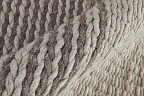5' X 8' Ivory And Brown Wool Striped Hand Woven Area Rug