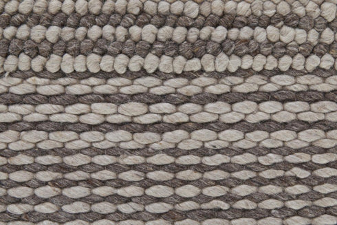 5' X 8' Ivory And Brown Wool Striped Hand Woven Area Rug