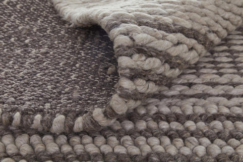 5' X 8' Ivory And Brown Wool Striped Hand Woven Area Rug