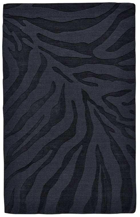 5' X 8' Black And Gray Animal Print Hand Tufted Area Rug