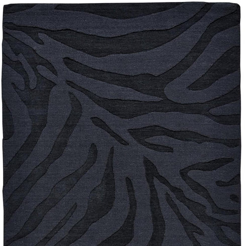 5' X 8' Black And Gray Animal Print Hand Tufted Area Rug