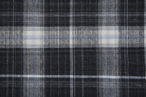 5' X 8' Black White And Blue Plaid Hand Loomed Area Rug