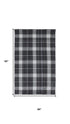 5' X 8' Black White And Blue Plaid Hand Loomed Area Rug