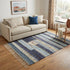 5' X 8' Blue Purple And Tan Geometric Hand Woven Area Rug With Fringe
