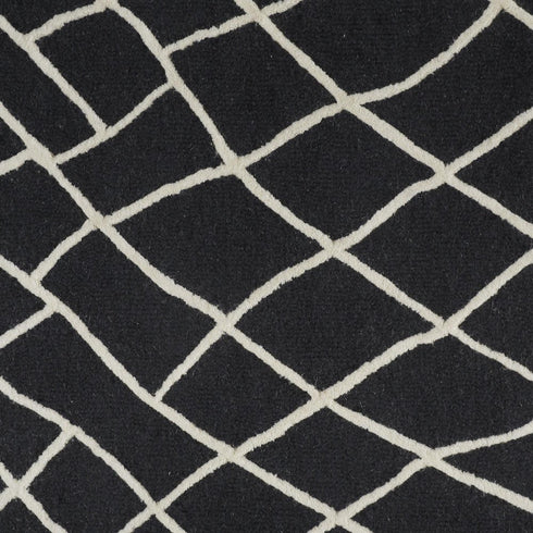 5' X 8' Black And Ivory Wool Geometric Hand Tufted Area Rug
